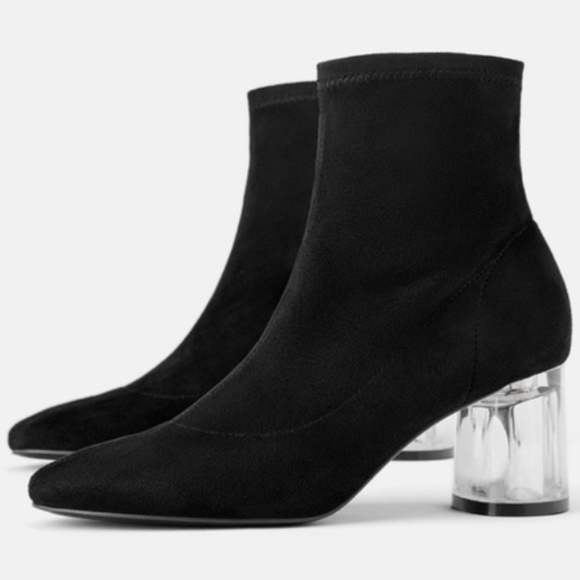 Zara Shoes - Zara stretch clear heel lucite ankle boots. Size 10